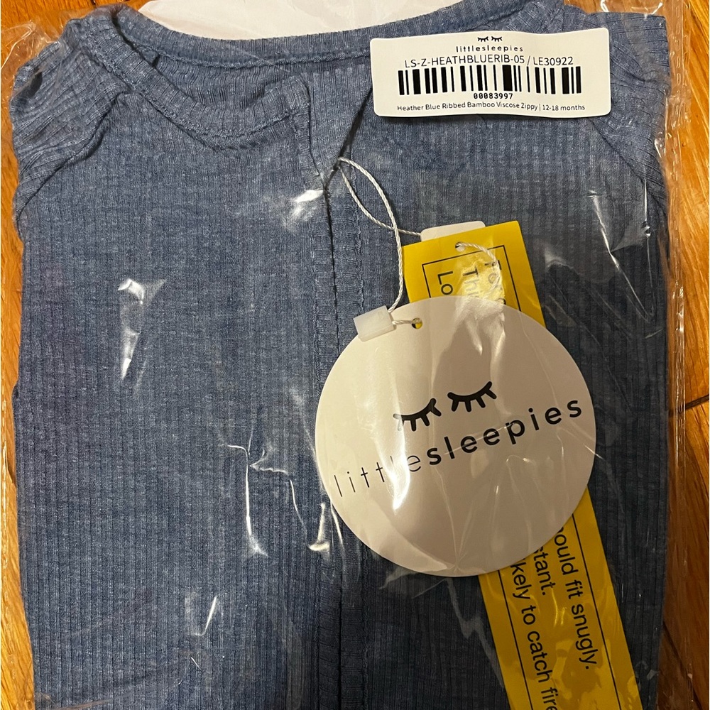 Little Sleepies Ribbed Heather Blue Zippy